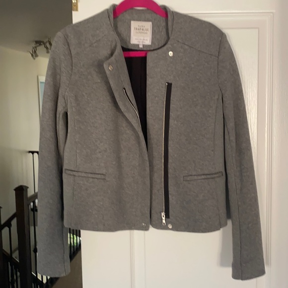 Zara Grey cotton bomber jacket. - size L - Picture 1 of 9